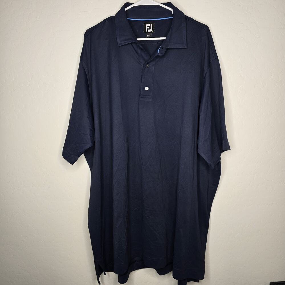 FootJoy Men's Golf Polo Shirt 3XL Navy Blue Solid Stretch Polyester Regular Fit